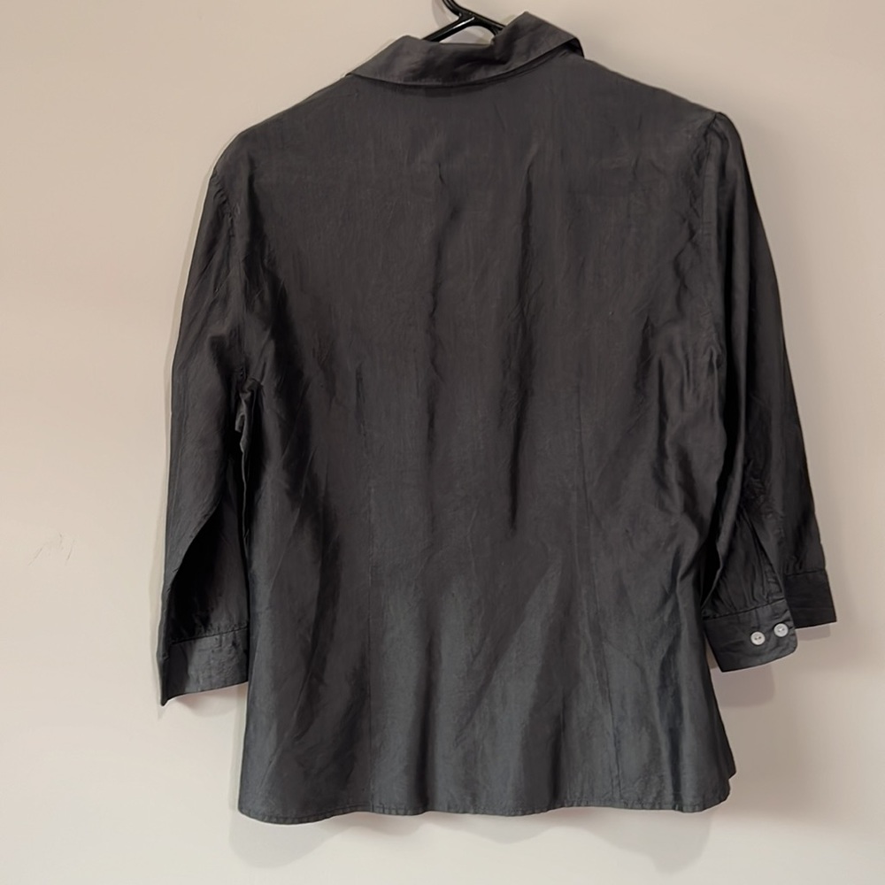 Ice button down 100% silk shirt - gray - size L - Picture 2 of 6